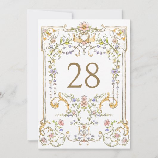   Boho Flowers Trouwtafel Nummer Kaart (Achterkant)