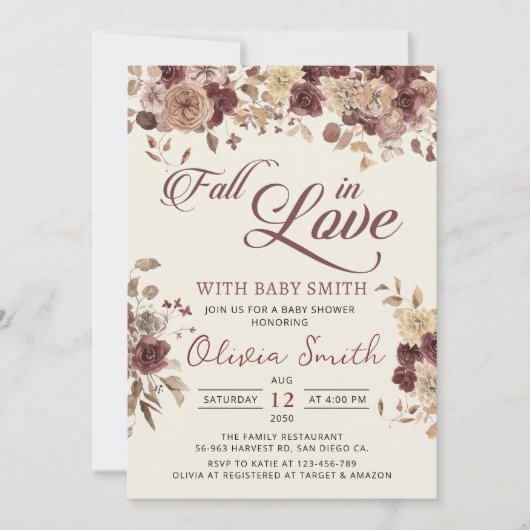 Boho Flowers Tuin Herfst in Liefde Baby shower Kaart (Voorkant)