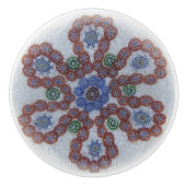 Boho Flowers Victoriaans Rood Blauw Keramische Knop (Voorkant)