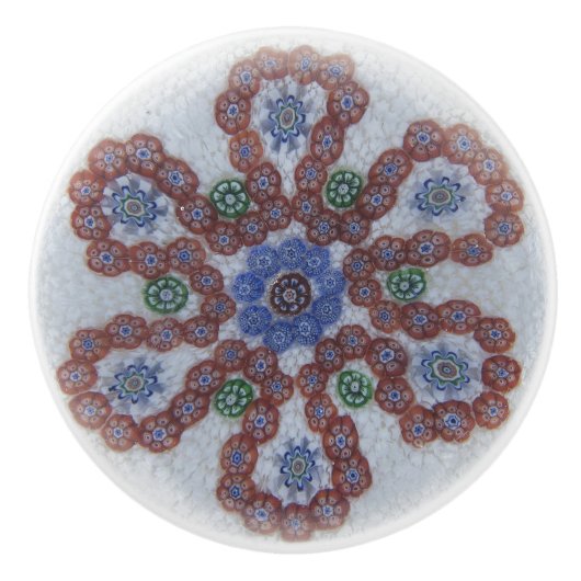 Boho Flowers Victoriaans Rood Blauw Keramische Knop (Voorkant)