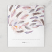 Boho Flowers Waterverf veren Plaatskaartje (Buitenkant ongevouwen)