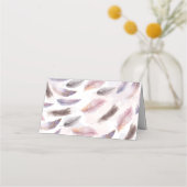 Boho Flowers Waterverf veren Plaatskaartje (Achterkant)