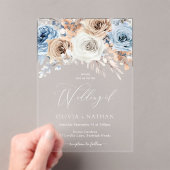 Boho Flowers Wedding Acryl Uitnodigingen (Insitu (Draagbaar))