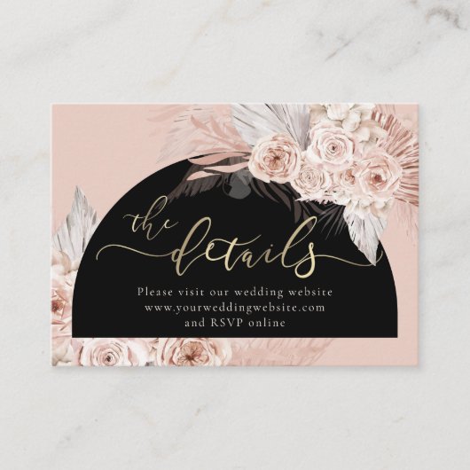 Boho Flowers Wedding Enclosure Card Informatiekaartje (Voorkant)