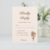 Boho Flowers Wedding RSVP Kaartje (Staand voorkant)