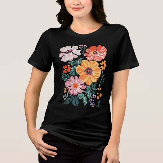 Boho Flowers Wildflower Tri-Blend Shirt (Voorkant)