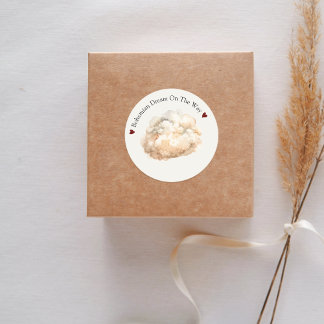 Boho Fluffy Cloud Beige Baby shower Ronde Sticker