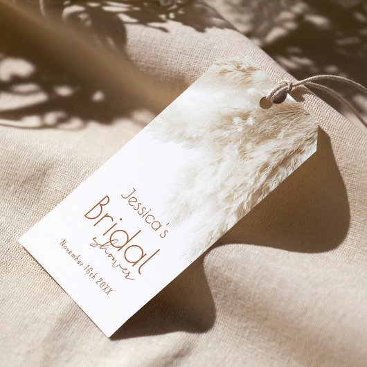 Boho Fluffy Pampas Gras Bruids Bruiloft Bedanken Cadeaulabel