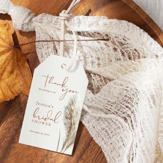 Boho Fluffy Pampas Gras Bruids Bruiloft Dank Je Cadeaulabel