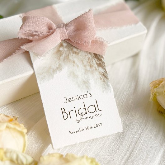 Boho Fluffy Pampas Gras Bruids Shower Bedankt Cadeaulabel
