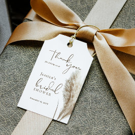 Boho Fluffy Pampas Gras Bruidsdouche Dankjewel Cadeaulabel