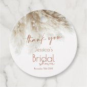Boho Fluffy Pampas Gras Bruidsfeest Dankjewel Bedankjes Labels (Voorkant)