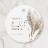 Boho Fluffy Pampas Gras Bruidsfeestje Bedankjes Labels (Voorkant)