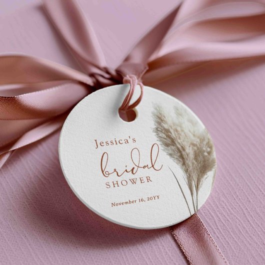 Boho Fluffy Pampas Gras Bruidsfeestje Bedankjes Labels