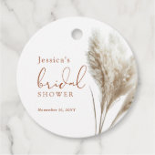 Boho Fluffy Pampas Gras Bruidsfeestje Bedankjes Labels (Voorkant)