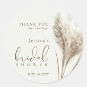Boho Fluffy Pampas Grass Vrijgezellenfeest Bedankt Ronde Sticker (Voorkant)