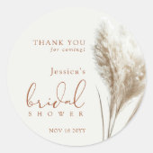 Boho Fluffy Pampas Grass Vrijgezellenfeest Bedankt Ronde Sticker (Voorkant)