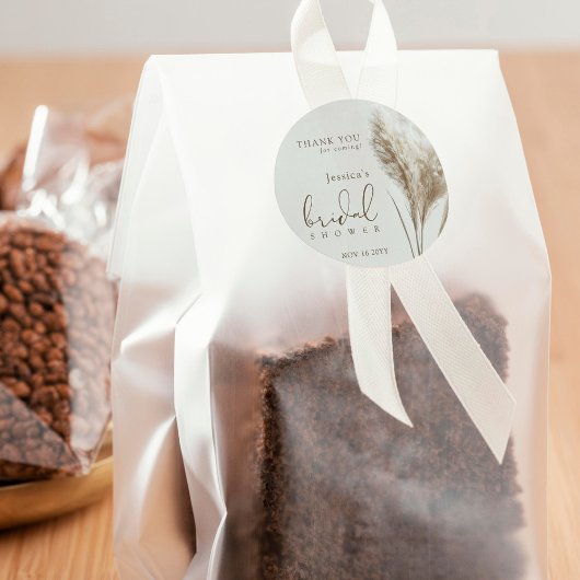 Boho Fluffy Pampas Grass Vrijgezellenfeest Bedankt Ronde Sticker