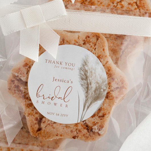 Boho Fluffy Pampas Grass Vrijgezellenfeest Bedankt Ronde Sticker