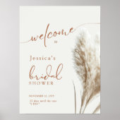 Boho Fluffy Pampas Grass Vrijgezellenfeest Welkom Poster (Voorkant)