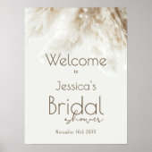 Boho Fluffy Pampas Grass Vrijgezellenfeest Welkom Poster (Voorkant)