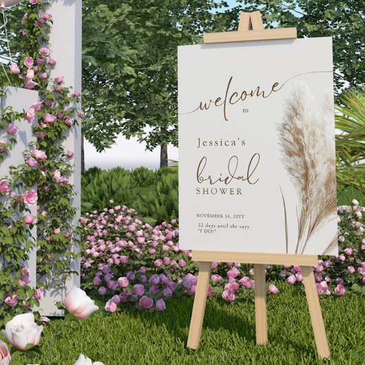 Boho Fluffy Pampas Grass Vrijgezellenfeest Welkom Poster