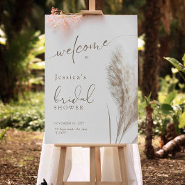 Boho Fluffy Pampas Grass Vrijgezellenfeest Welkom Poster