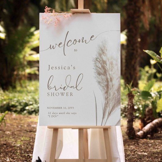 Boho Fluffy Pampas Grass Vrijgezellenfeest Welkom Poster