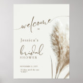 Boho Fluffy Pampas Grass Vrijgezellenfeest Welkom Poster (Voorkant)