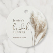 Boho Fluffy Pampasgras Bruidsdouche Bedankjes Labels (Voorkant)