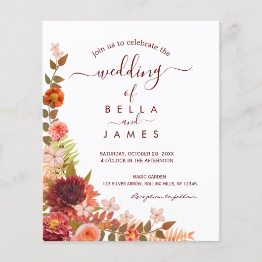 Boho Foliage Floral Terracotta Wedding Invitation (Voorkant)