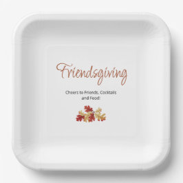 Boho Foliage Friendsgiving Moderne Thanksgiving Papieren Bordje