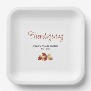Boho Foliage Friendsgiving Moderne Thanksgiving Papieren Bordje