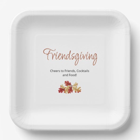 Boho Foliage Friendsgiving Moderne Thanksgiving Papieren Bordje (Voorkant)