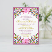 Boho Foliage Hibiscus Baby shower Invitation Kaart (Staand voorkant)