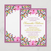 Boho Foliage Hibiscus Baby shower Invitation Kaart (Voorkant / Achterkant)
