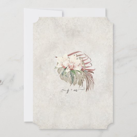 BOHO Foliage Sage Green White Orchid Floral Oerwou Kaart (Achterkant)