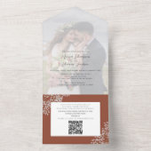 Boho Foliage Terracotta QR Code Website All In One Uitnodiging (Binnen)