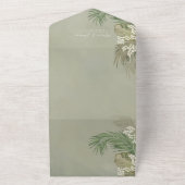 Boho Foliage Tropical Palm Leaves Budget QR Code All In One Uitnodiging (Buitenkant)
