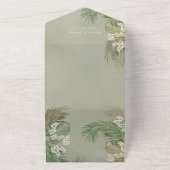 Boho Foliage Tropical Palm lekt foto QR Code All In One Uitnodiging (Buitenkant)