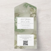Boho Foliage Tropical Photo Budget QR Code All In One Uitnodiging (Binnen)