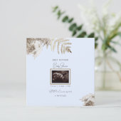 Boho Foliage Ultrasound Blue Baby shower Kaart (Staand voorkant)