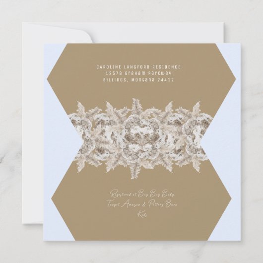 Boho Foliage Ultrasound Blue Baby shower Kaart (Achterkant)