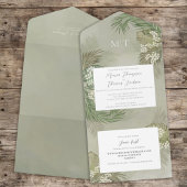 Boho Foliage Waterverf Tropisch Palm Verlof budget All In One Uitnodiging