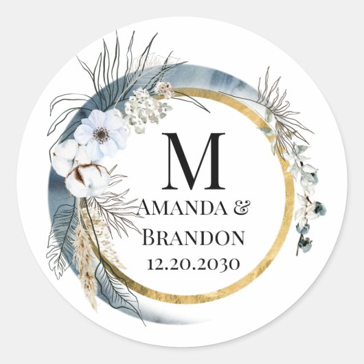 BOHO Foliage Wedding Dank u Sticker (Voorkant)