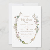 Boho Foliage Wreated Baby shower Kaart (Voorkant)