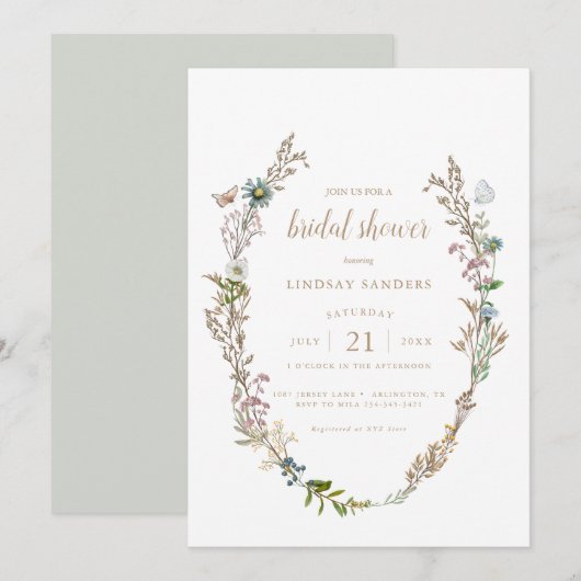 Boho Foliage Wreated Vrijgezellenfeest Kaart (Voorkant / Achterkant)