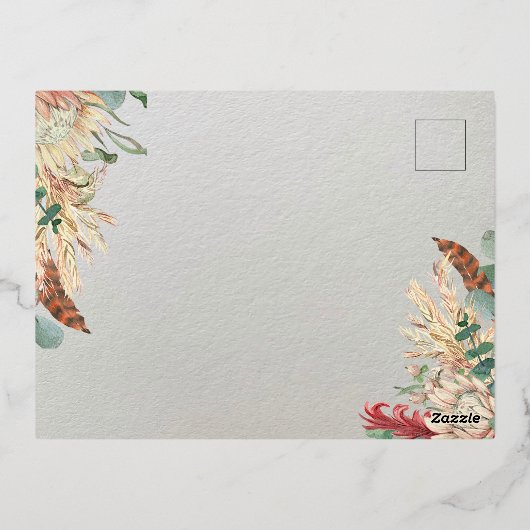 Boho & Folie Sla de datum op Folie Uitnodiging Briefkaart (Achterkant)