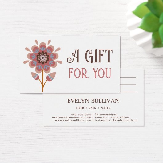 Boho Folk Art Bloem Cadeaubon Visitekaartje (Bureau)