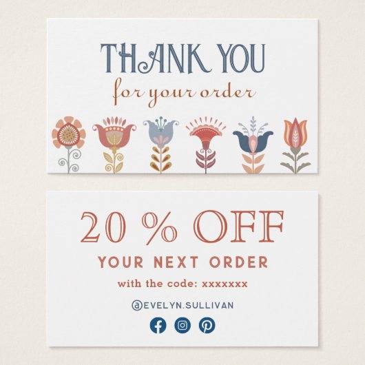 Boho Folk Art Bloemen Kortingskaart Visitekaartje (Voorkant /achterkant)